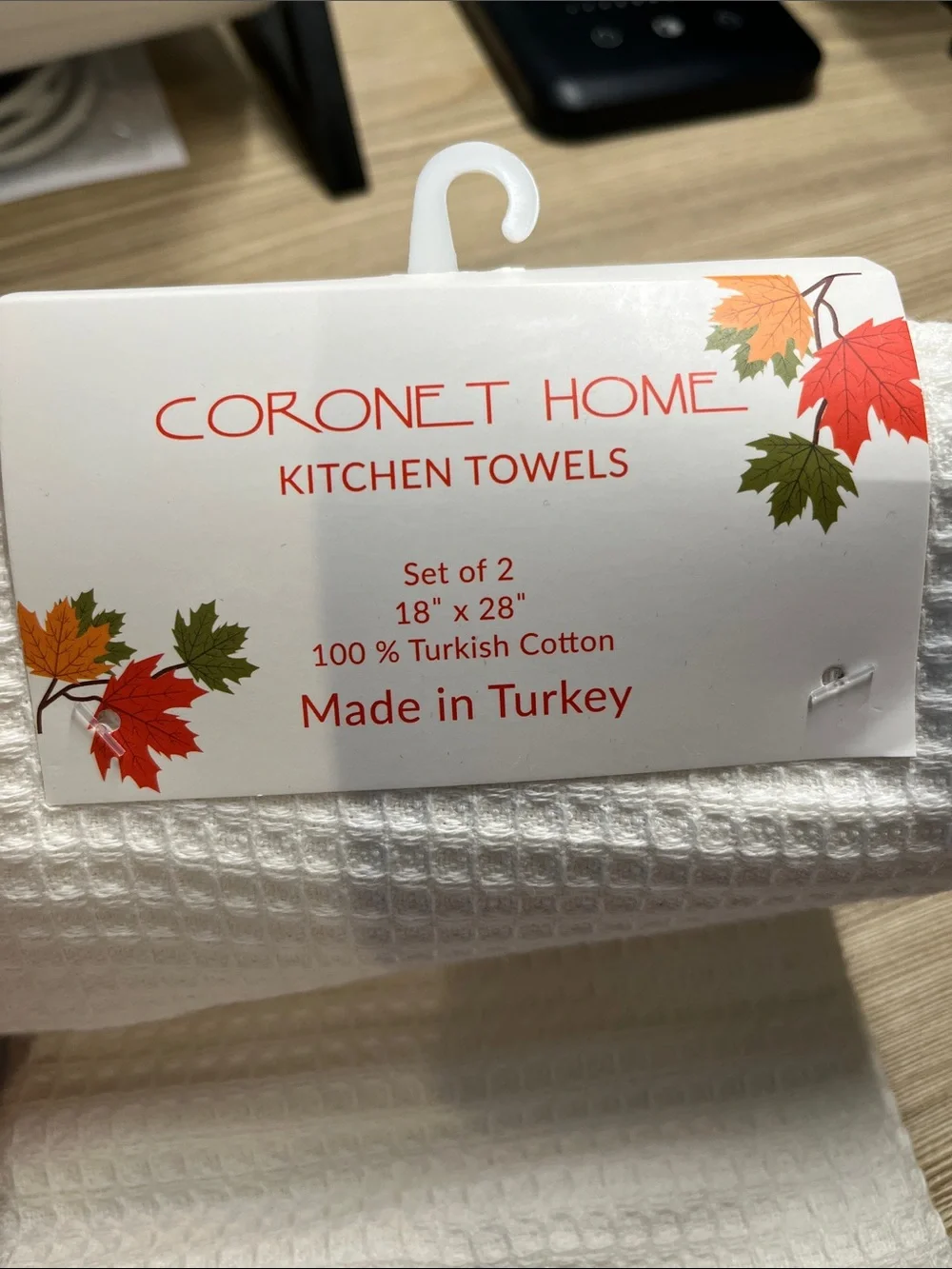 White Cotton Kitchen Towels with Orange Pumpkin Motif